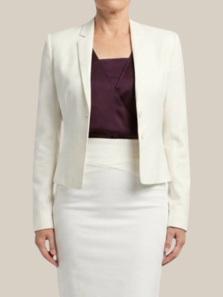 Boss Hugo Boss Alesca Nwt Off White Pique Blazer 6 Cupro Lined Suit Jacket